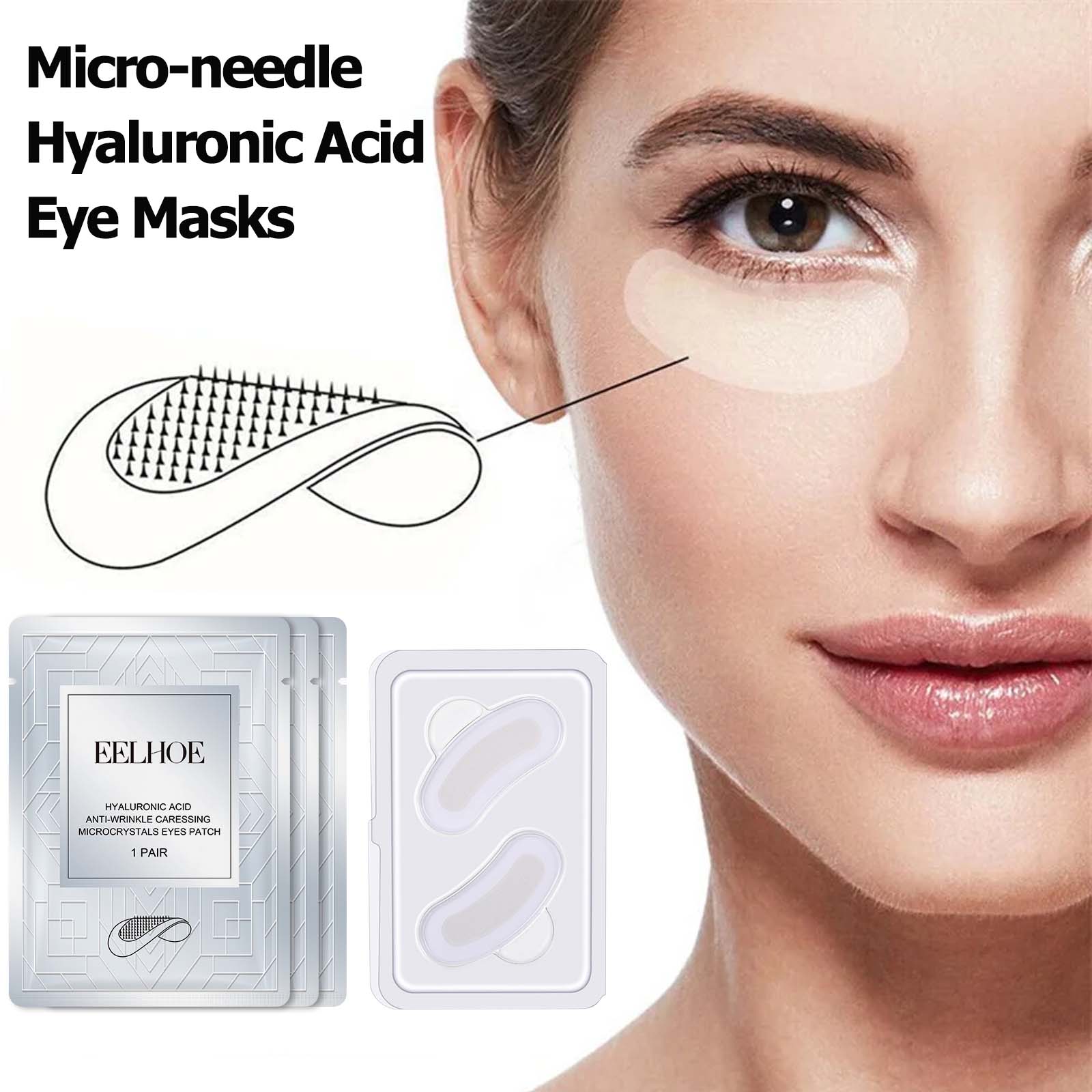 Microneedle Patch Eye - แผ่นแปะใต้ตาไมโคร-นีดเดิล ไฮยาลูรอนิค แอซิด ลดเลือนริ้วรอย บำรุงผิวรอบดวงตา ช่วยให้ความชุ่มชื้น