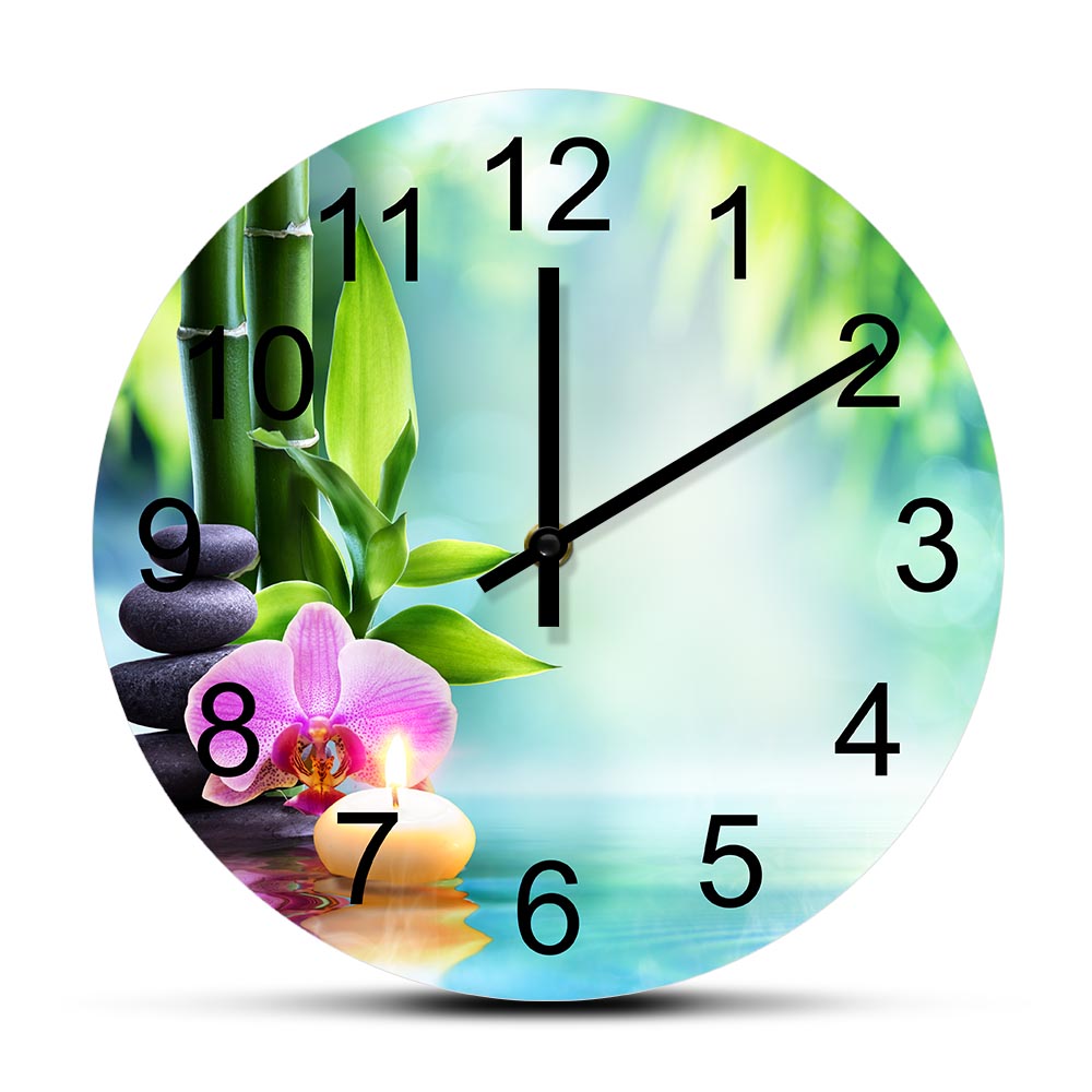 นาฬิกาแขวนผนังเงียบสงบ ลายดอกบ - Wellness Spa And Massage บทวิจารณ์และราคา